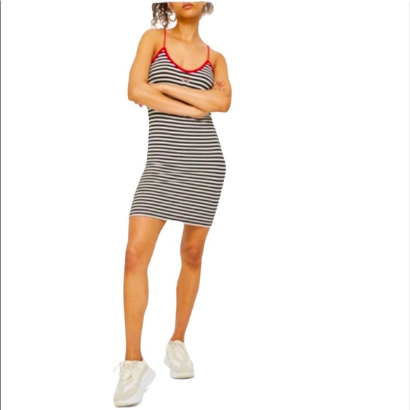 Topshop Striped Motif Bodycon Dress - Picture 1 of 4